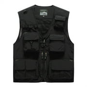 Gubotare Vest Jacket for Men Emergency Field Fishing Multi Pocket Vest (Black, XXXXL)